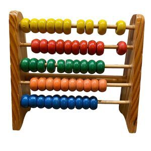 COPY - Vintage 70s All Wooden Handmade Abacus. W: 61/2” H: 6” D: 2”
